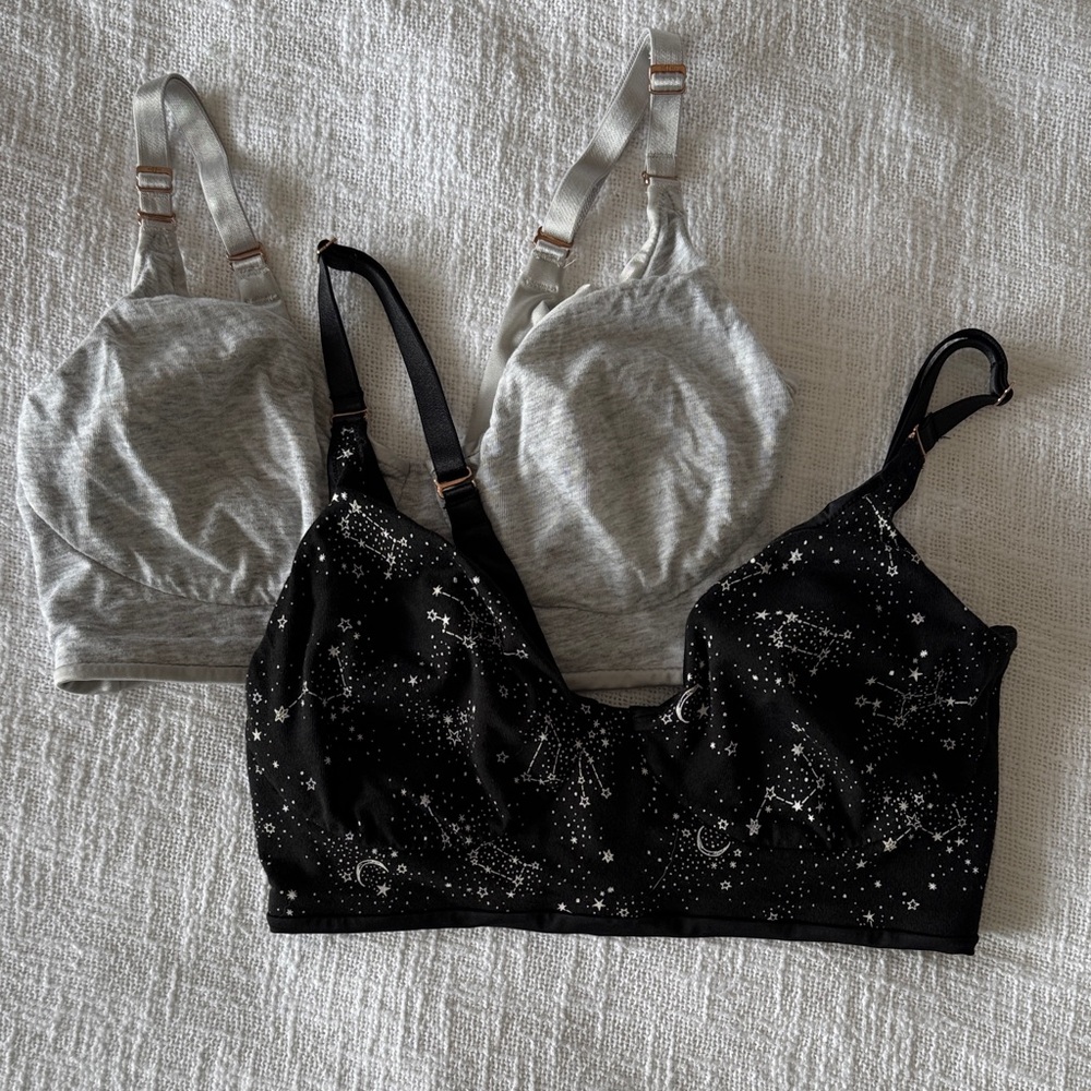 Soma Black and Gray Constellation Bralette Set